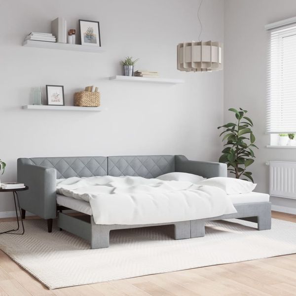 vidaXL Denná posteľ s rozkladacou posteľou bledosivá 80x190 cm látka