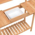 vidaXL Stôl na presádzanie s umývadlom hnedý 147,5x44x139,5 cm jedľa