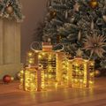 vidaXL Osvetlená vianočná darčeková krabica 3 ks 150 LED Teplá biela