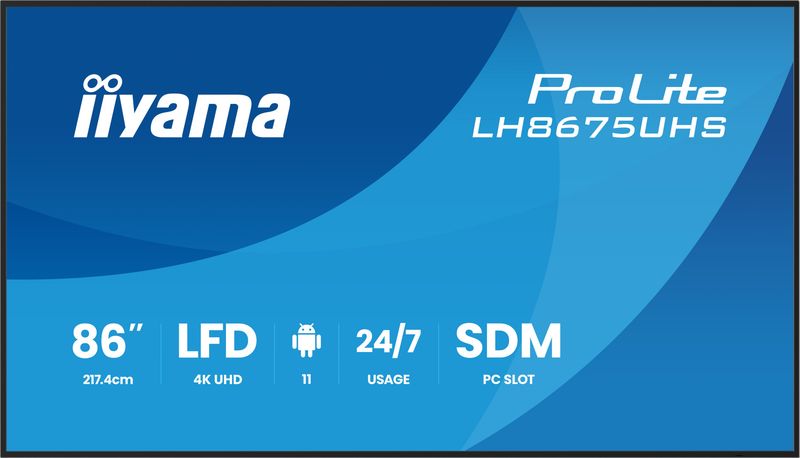 86'' iiyama LH8675UHS-B2AG: IPS, 4K, 24/7, Android 11