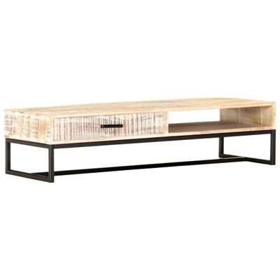 vidaXL Konferenčný stolík biely 117x50x30 cm masívne akáciové drevo