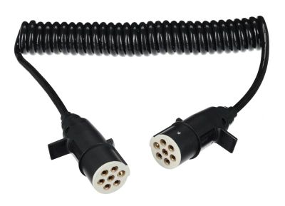 Propojovací spirálový kábel 7pin typ S TRAILER CABLE 10, plastová zástrčka, 24V, 3,5m SIXTOL