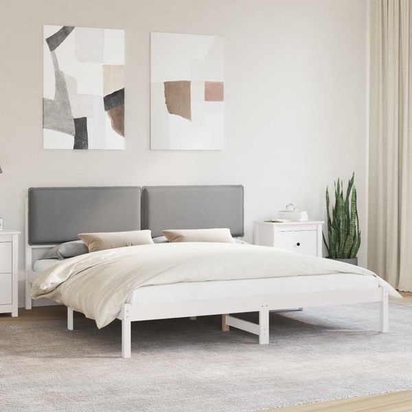 vidaXL Rám postele s čalúneným čelom Svetlosivá 200 x 200 cm