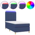 vidaXL Posteľ boxsping s matracom a LED modrá 100x200 cm látka