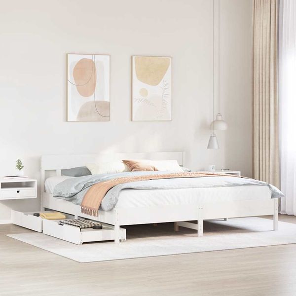 vidaXL Posteľ bez matraca biela 200x200 cm masívna borovica