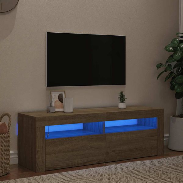 vidaXL TV skrinka s LED svetlami dub sonoma 120x35x40 cm