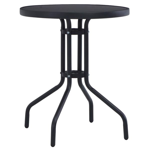 vidaXL Záhradný stôl čierny 80 cm oceľ a sklo