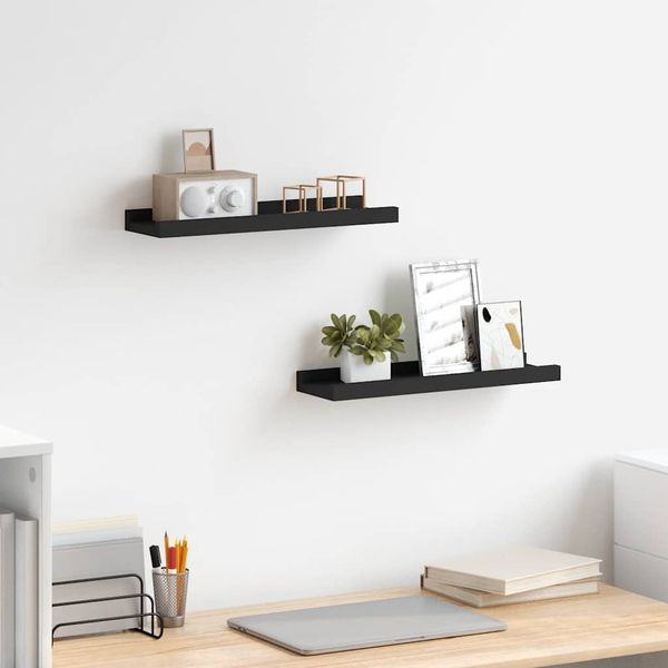 vidaXL Poličky na zarámované obrázky 2 ks čierne 40x9x3 cm MDF