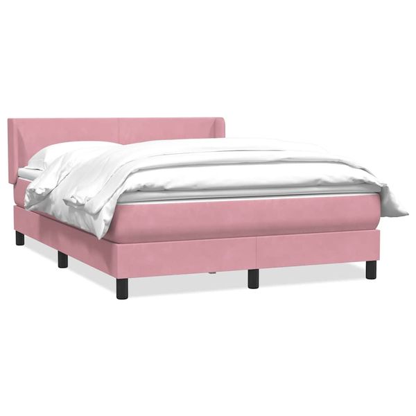 vidaXL Posteľný rám boxsping s matracom ružový 140x220 cm zamat
