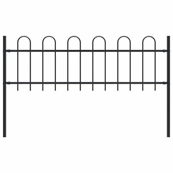 vidaXL Záhradný plot BOXTEL s oblúkom navrchu, oceľový 181x60 cm, čierny