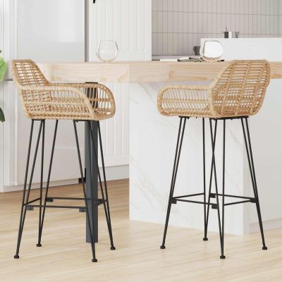 vidaXL Barová stolička 2 pcs 55 x 52 x 105 cm Ratan a železo