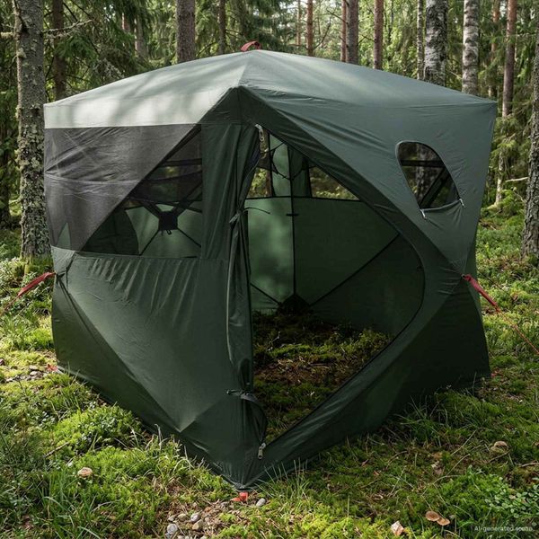 vidaXL Poľovnícky stan so strechou Armádna zelená 143 x 143 x 165 cm