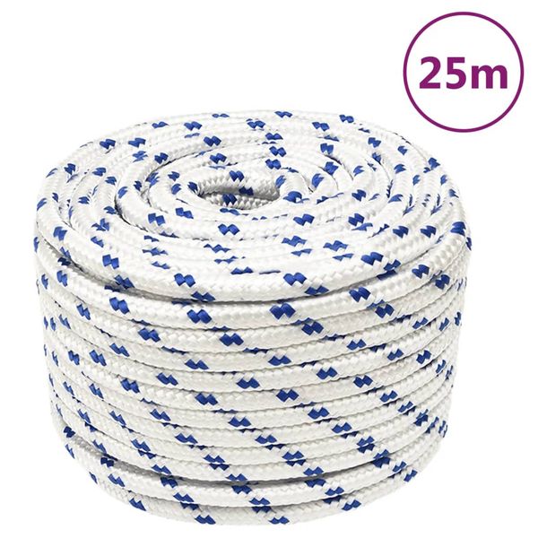 vidaXL Lodné lano biele 12 mm 25 m polypropylén