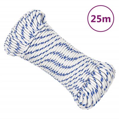 vidaXL Lodné lano biele 3 mm 25 m polypropylén