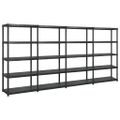 vidaXL Regál s 5 úložnými poličkami čierny 340x40x185 cm plastový