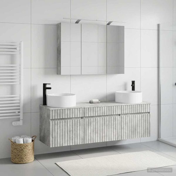 vidaXL Set kabinetov do kúpeľne 4 pcs Betónovo sivá 100 x 14,5 x 70 cm