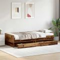 vidaXL Rám postele Staré drevo 90 x 200 cm Masívne borovicové drevo