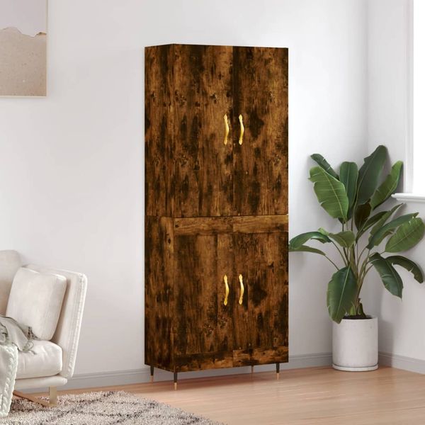 vidaXL Vysoká skrinka dymový dub 69,5x34x180 cm spracované drevo