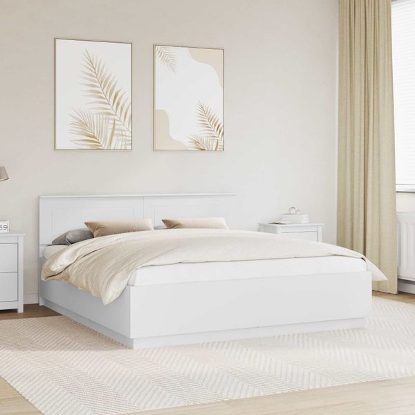 vidaXL Rám postele s čelnou doskou Biela 180 x 200 cm Kompozitné drevo