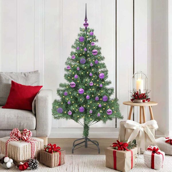 vidaXL Vianočný stromček s 150 LED-i so stojanom Zelená 150 cm PVC