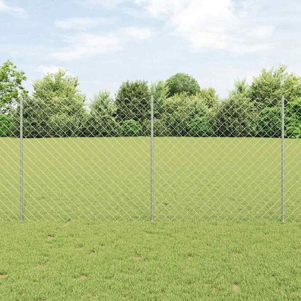 vidaXL Retiazkový plot s podperou 10 x 1,2 m Strieborná Sieťovina