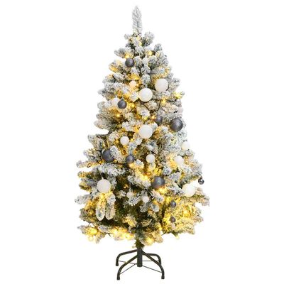 vidaXL Umelý výklopný vianočný stromček 150 LED a sada gulí 150 cm