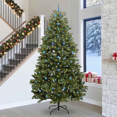 vidaXL Umelý vianočný stromček s 300 LED-i Zelená 300 cm PVC a kov