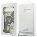 Puzdro Guess Magsafe IML s trblietavými kvetmi a trojuholníkom, kovovým rámom fotoaparátu a tlačidlami pre iPhone 17 Air čierne