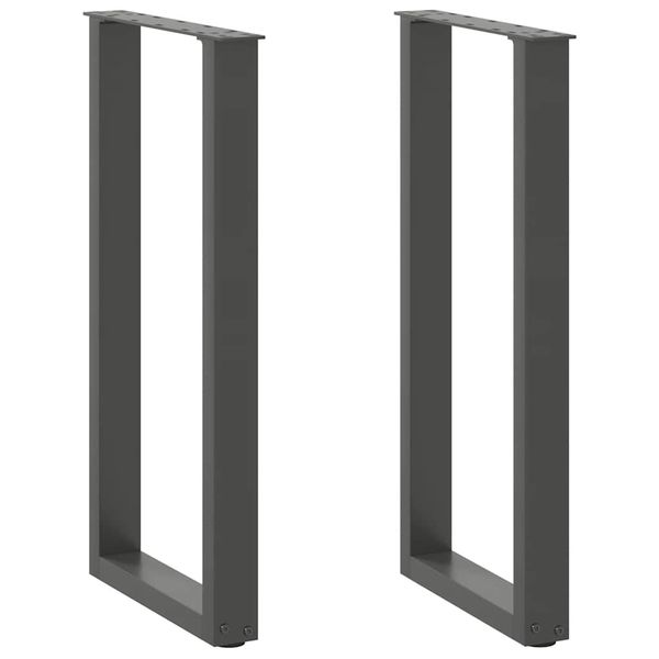 vidaXL Nohy ku konzolovému stolíku v tvare U, 2 ks, antracitové, 28 x (72-73) cm, oceľ