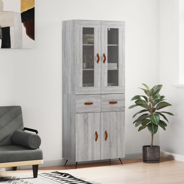 vidaXL Vysoká skrinka sivý dub sonoma 69,5x34x180 cm spracované drevo