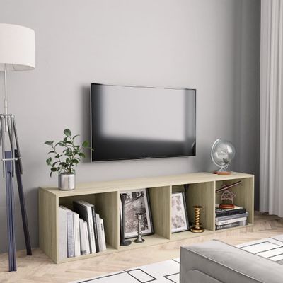 vidaXL Knižnica/TV skrinka, dub sonoma 143x30x36 cm