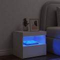 vidaXL Nočný stolík s LED svetlami biely 50x40x45 cm