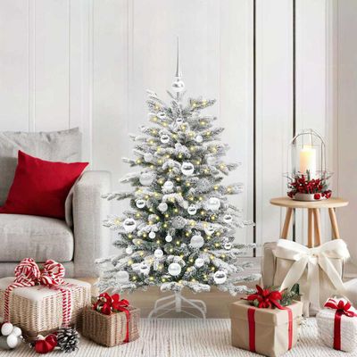 vidaXL Umelý Sklápací Vianočný Stromček Biela 120 cm PE a PVC