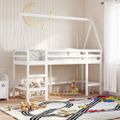 vidaXL Vyvýšená posteľ rebrík strecha biela 80x200 cm masívna borovica