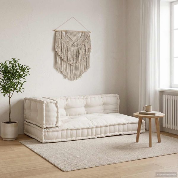 vidaXL Vankúš na paletový gauč 3 pcs Krémová 120 x 80 x 34 cm Látka
