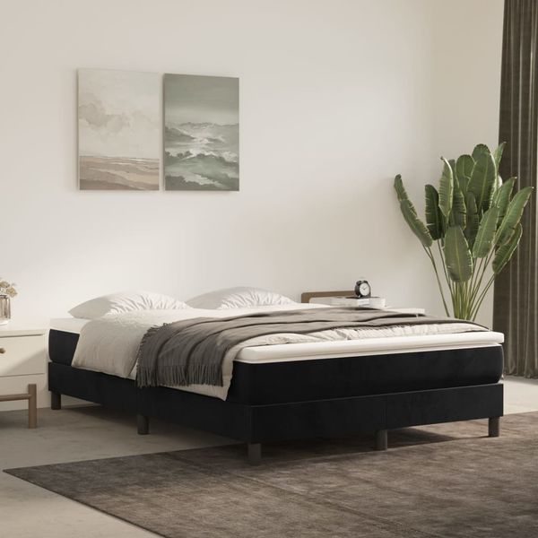 vidaXL Posteľný rám boxspring s matracom čierny 140x200 cm zamat
