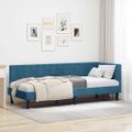 vidaXL Rohový rám postele s čelnou doskou Modrá 80 cm x 200 cm Zamat