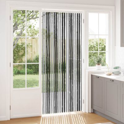 vidaXL Záves proti hmyzu z chenille Šedá a čierna 90 x 220 cm 100% PP