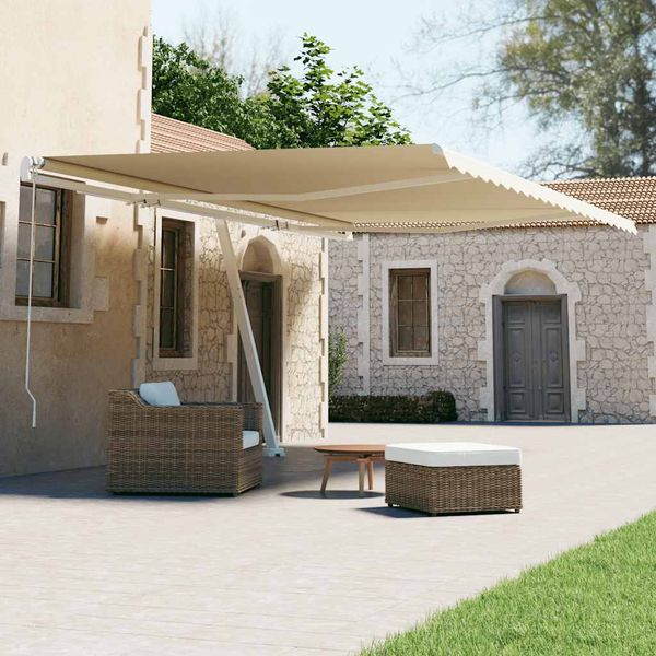 vidaXL Samostatne stojaca automatická markíza 600x300 cm krémová