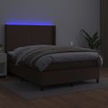vidaXL Boxspring posteľ s matracom a LED hnedá 140x190 cm umelá koža