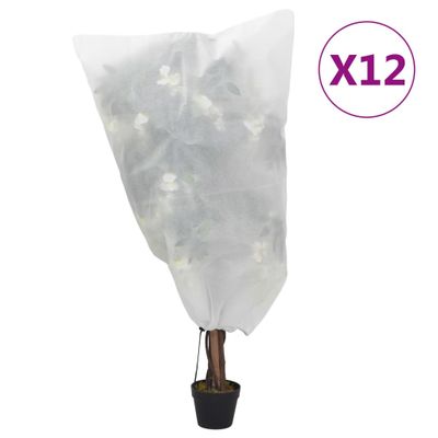 vidaXL Flísové kryty na rastliny so šnúrkou 12 ks 70 g/m²  0,8x1 m