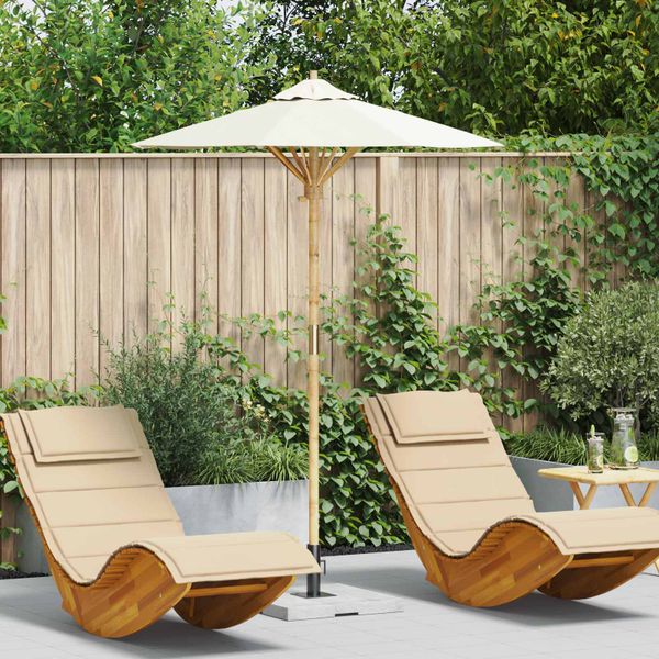 vidaXL Záhradný slnečník Krémová biela Ø 150 x 210 cm Bambus