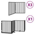 vidaXL Brána pre psa dvere sklad. 10panel. čierna 800cm topoľové drevo