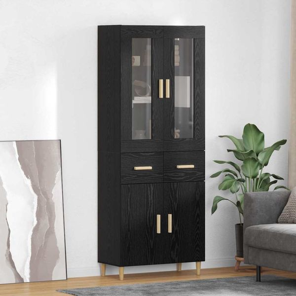 vidaXL Highboard Čierny dub 69,5 x 34 x 180 cm Kompozitné drevo