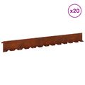 vidaXL Obrubník trávnika 20 ks 102 x 10 x 4 cm Oceľ Hrdzavý