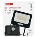 LED reflektor GLARO s pohybovým čidlom, 30 W, čierny, IP54, 3000 lm, neutrálna biela