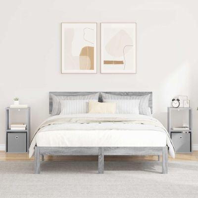 vidaXL Nočný stolík so zásuvkou 2 pcs Sivý Sonoma 30,5 x 27 x 59,5 cm