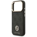 Puzdro Guess 4G Strass Logo & Big Strap Metal Buttons MagSafe pre iPhone 17 Pro čierne