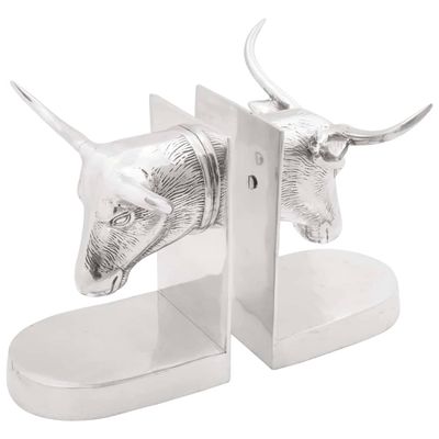 vidaXL Zarážky na knihy 2 pcs Strieborná 21,5 x 15,5 x 20 cm Hliník