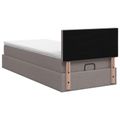 vidaXL Ottoman posteľ s matracom a LED Sivohnedá 90 x 190 cm Látka
